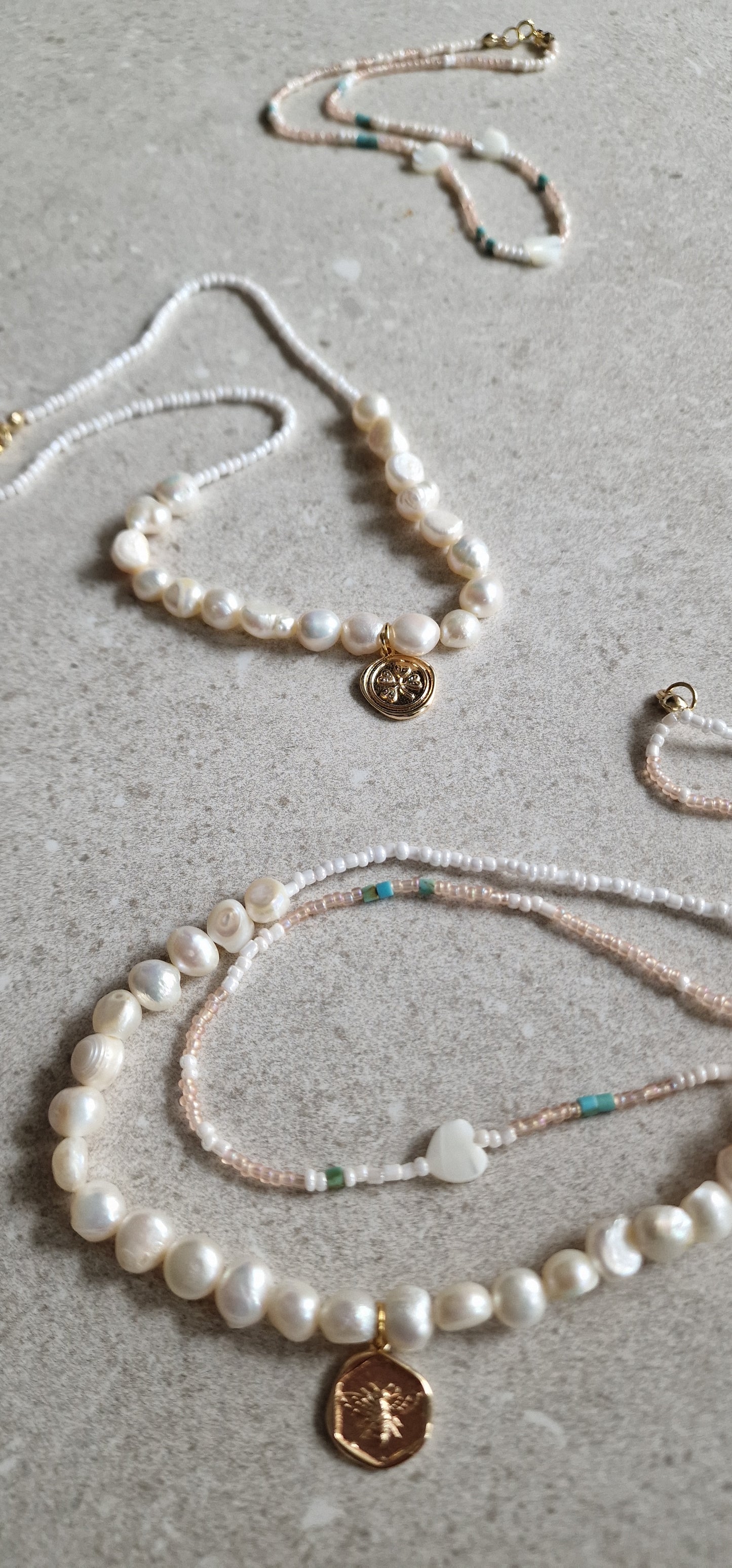 Hochwertige handgefertigte Perlenkette im Vintage-Look